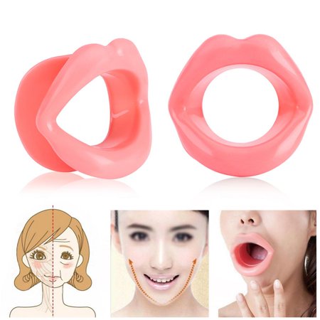 Knifun 2pcs Silicone Rubber Lips Face Slim Exerciser Anti-wrinkle Anti-aging Mouth Muscle Mouthpiece Trainer Mouth Tightener Face-lift Slimming Slimmer Shaper, Healthy