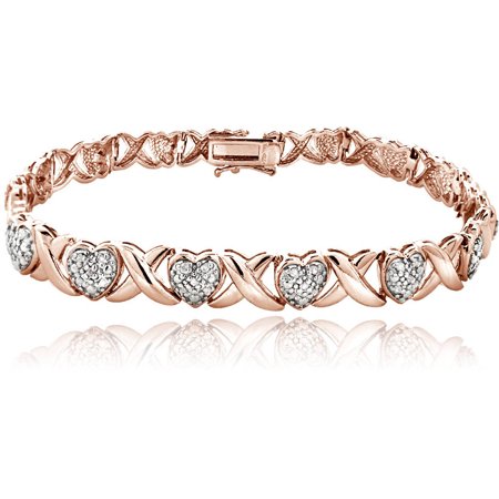 - 0.50 Carat T.W. Diamond 18kt Rose Gold-Tone X and Heart Bracelet