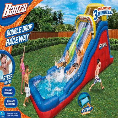 banzai double drop raceway 2 lane water slide