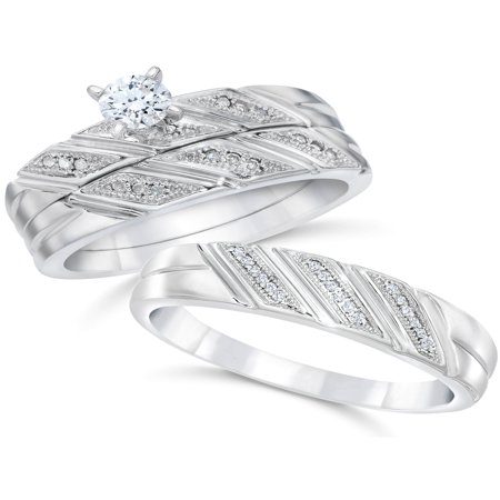 1/3ct His Hers Diamond Trio Engagement Matching Mens Wedding Ring Set White (Best Friend Speech At Her Wedding)