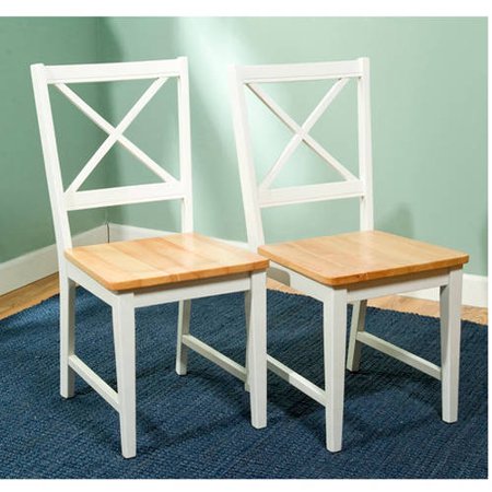 - Virginia Cross-Back Chair, Set of 2, White/Natural