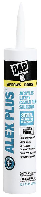 DAP Alex Plus 10.1 oz. White Acrylic Latex Caulk Plus Silicone