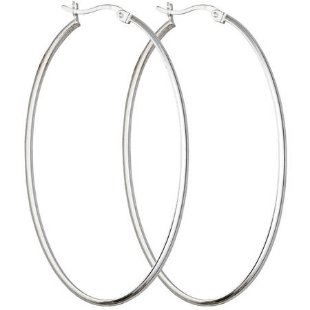 Sterling Silver 1.5mm x 50mm Plain Hoop Earrings