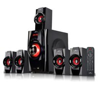 beFree Sound BFS-410 5.1 Channel Surround Sound Bluetooth Speaker System in Red