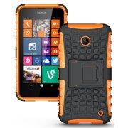 NEW NAKEDCELLPHONE NEON ORANGE GRENADE GRIP TPU SKIN HARD CASE COVER STAND FOR NOKIA LUMIA 630