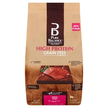 Pure Balance High Protein Grain Free Formula Salmon Recipe Food for Cats, 7 (Best Protein For Cats)