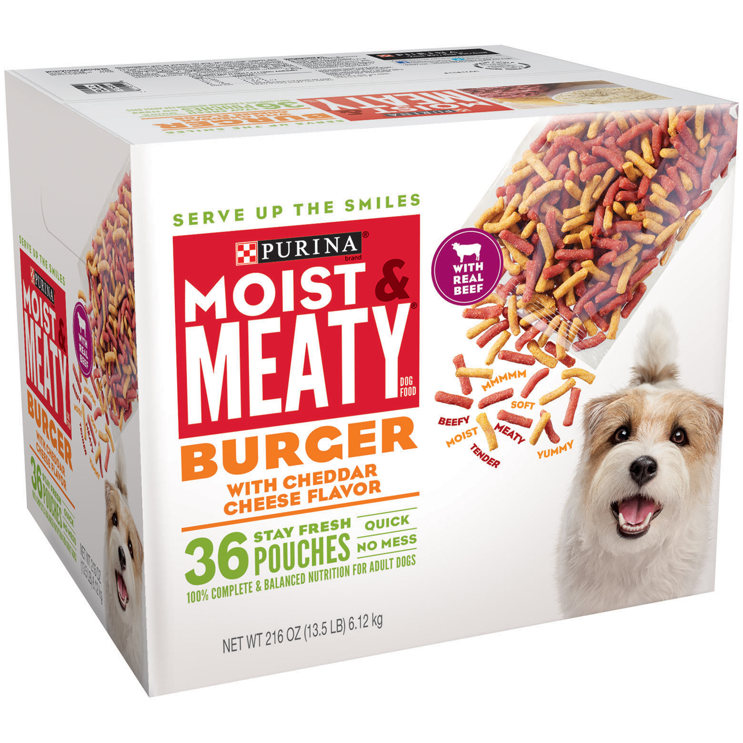 Purina Moist and Meaty Burger with Cheddar Cheese Flavor Dog Food 36 ct Box