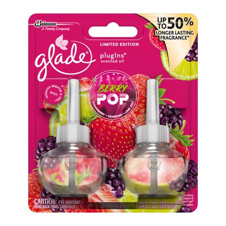 Glade PlugIns Scented Oil Air Freshener Refill, Berry Pop, 1.34 fl oz, 2