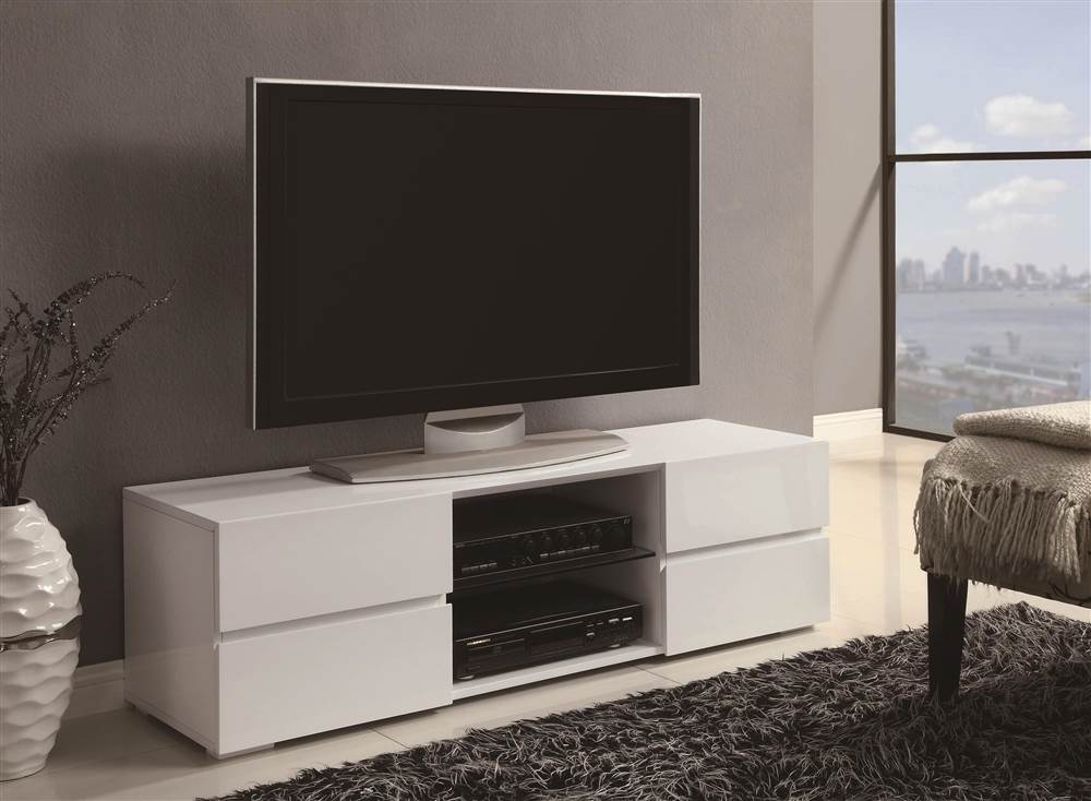 Coaster White Four Storage Drawer TV Console for TVs up to 55''