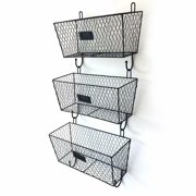 Mail Organizer Akoyovwerve 3pcs Wire Letter Mail Mount Metal Rack Basket Vintage Triple Organizer Black