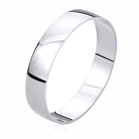 - Men Women 14K White Gold Wedding Band 5mm Domed Classy Plain Ring