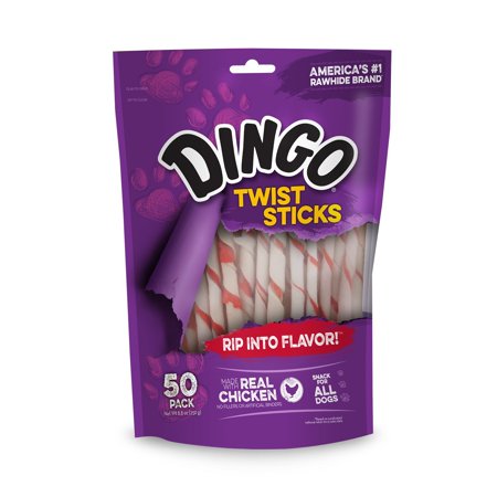 - Dingo Twist Sticks Made with Real Chicken Dog Chews, 50-Count