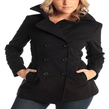 Black Kids Coat - Alpine Swiss Emma Womens Peacoat Double Breasted Overcoat 3/4 Length Wool Blazer Black Medium