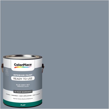 Colorplace Pre Mixed Ready To Use Interior Paint Blue Grey Sky Colorplace Pre Mixed Ready To Use Interior Paint Blue Grey Sky Flat Finish 1 Gallon