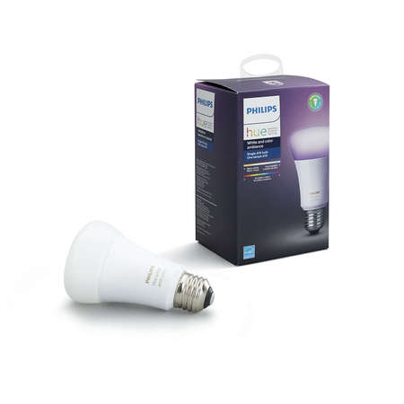 Philips Hue White and Color Ambiance A19 Smart Light Bulb, 60W LED,
