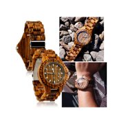 Fashion Zebrawood Wood Wrist BambooWatch Night Vision Quartz Men's Wooden Wristwatch
