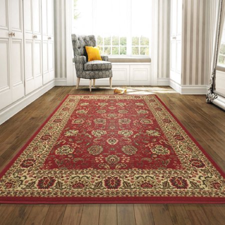 - Ottomanson Ottohome Collection Traditional Persian Oriental Floral Design Non-Slip Rubber Backing Area or Runner Rug, Red