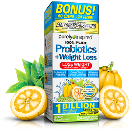 Purely Inspired 100% Pure Probiotics & Garcinia Cambogia Diet Pills, Veggie Ctules, 84 (Best Anti Appetite Pills)