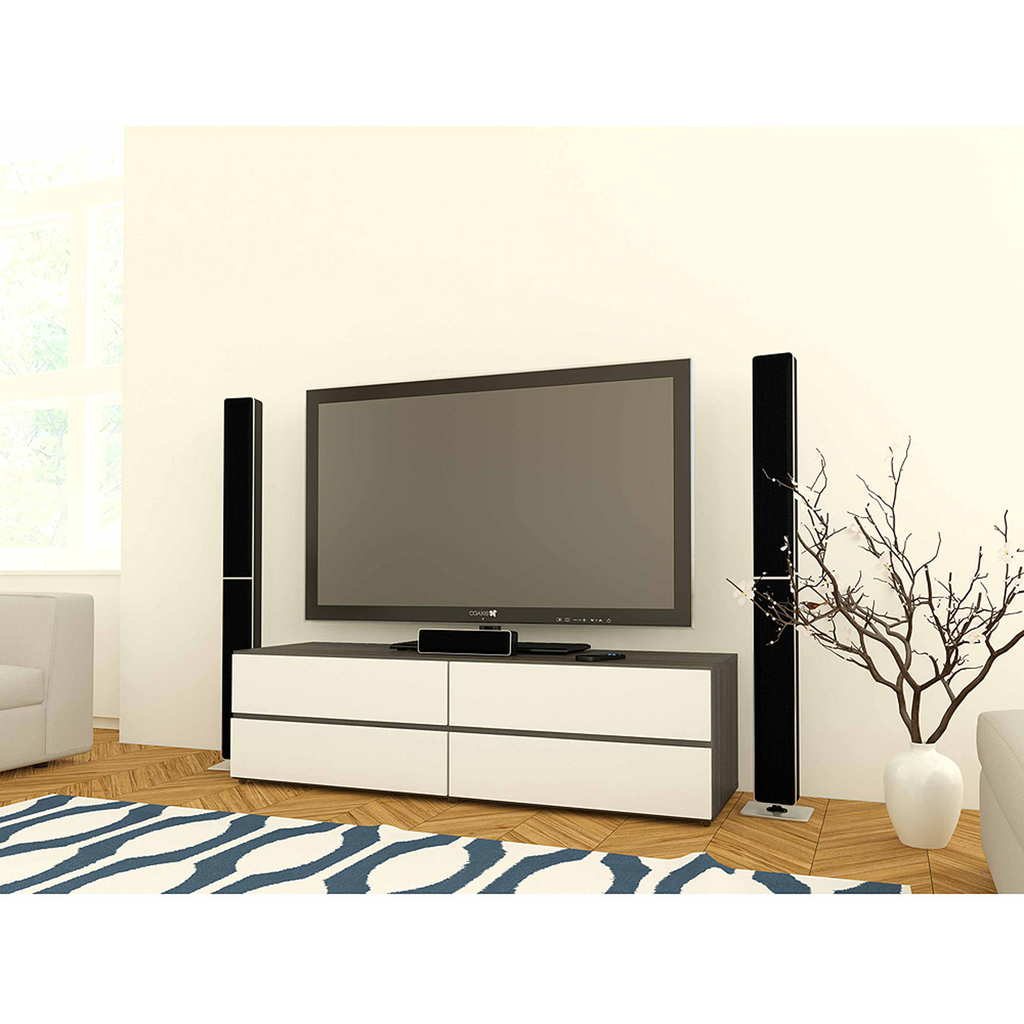 Nexera Allure TV Stand for TVs up to 60'', White/Ebony