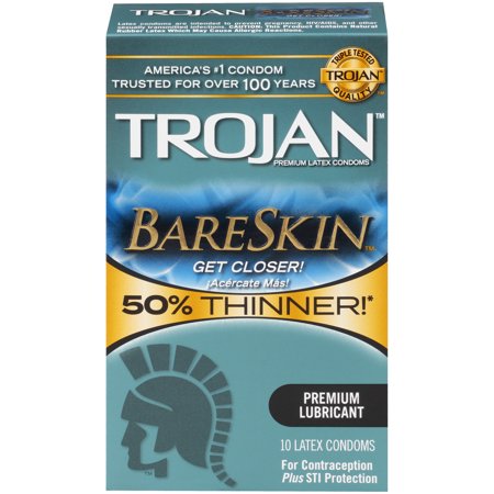 Trojan Sensitivity Bareskin Lubricated, Latex Condoms, (Best First Time Condoms)
