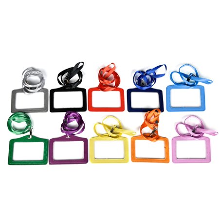 - CUH 1/2/5/10 PCS Neck Strap Lanyard Horizontal Name Tag ID Card Holder Business Office School