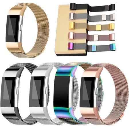 Black Stainless Milanese Magnetic Loop Band Strap For FitBit Charge 2 Watch