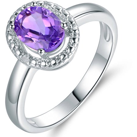 Citrine Amethyst Diamond Heart - 4 Carat T.G.W. Amethyst Topaz and Diamond 18kt White Gold-Plated Ring