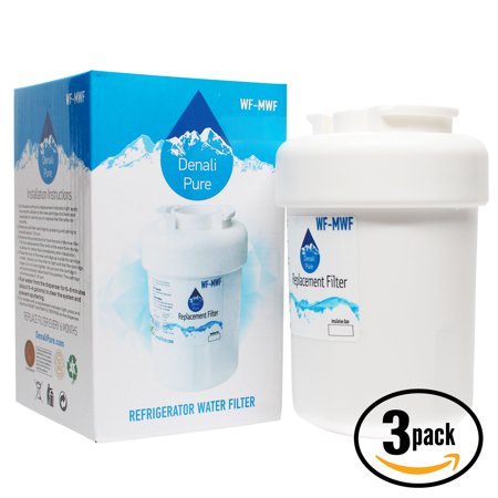 - 3-Pack Replacement General Electric GSS25VFPACC Refrigerator Water Filter - Compatible General Electric MWF, MWFP Fridge Water Filter Cartridge - Denali Pure Brand