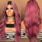 ... Women Party Cosplay Costume. Product Image. LuckyFine 28'' Synthetic Ombre Hair Lace Front Wig Long Wavy Curly Full Wigs For