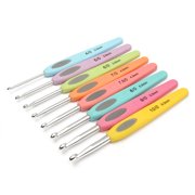 Fashion 8pcs Colorful Soft Plastic Handle Aluminum Crochet Hooks Knitting Needles Set Home Decor,Ergonomic