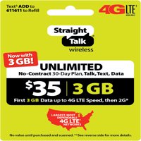 Straight Talk $35 Unlimited 30 Day Plan (with 3GB of data at high speeds, then 2G*) (Email Delivery)