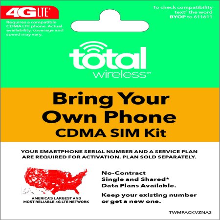 Total Wireless Bring Your Own Phone SIM Kit - Verizon CDMA (Best Payg Sim Uk)