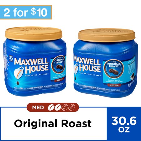 - (2 Pack) Maxwell House Original Blend Ground Coffee, Medium Roast, 30.6 Ounce Canister