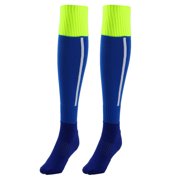 Men Sport Knee High Elastic Cuffs Baseball Football Soccer Long Socks Blue Pair