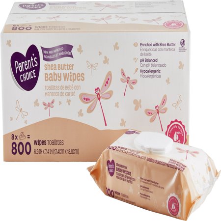 Parent's Choice Shea Butter Baby Wipes, 8 packs of 100 (800 count