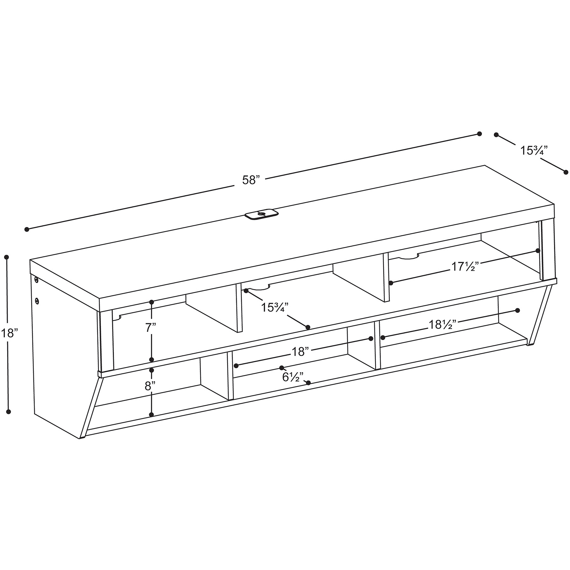 Series 9 Designer Collection 58'' Wall-Mounted AV Console