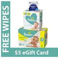 Free $5 Gift Card + Pampers Sensitive Wipes with Purchase of Pampers Swaddlers Diapers