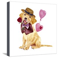 Valentine Puppy V Stretched Canvas Print Wall Art By Melissa Wang