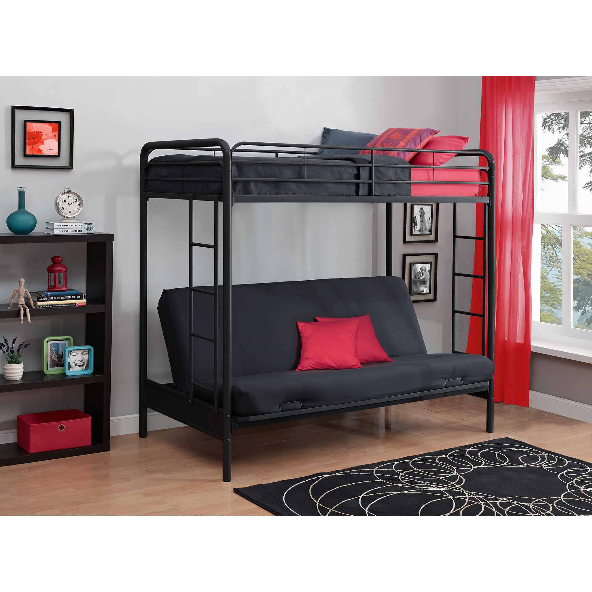 DHP Twin-Over-Futon Metal Bunk Bed, Multiple Colors