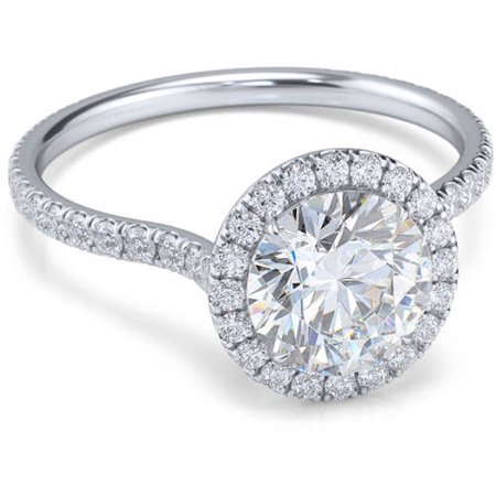 Huge Cubic Zirconia Ring - CZ 18kt White Gold-Tone Halo-Cut Engagement Ring