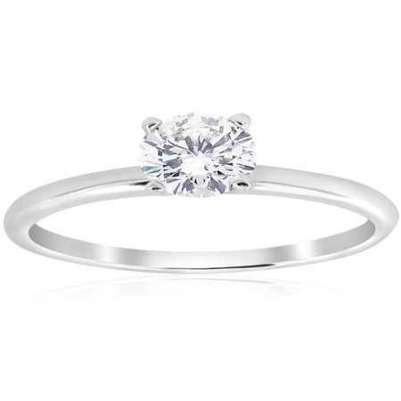 - 5/8ct Solitaire Round Diamond Engagement Ring 14K White Gold Brilliant Jewelry