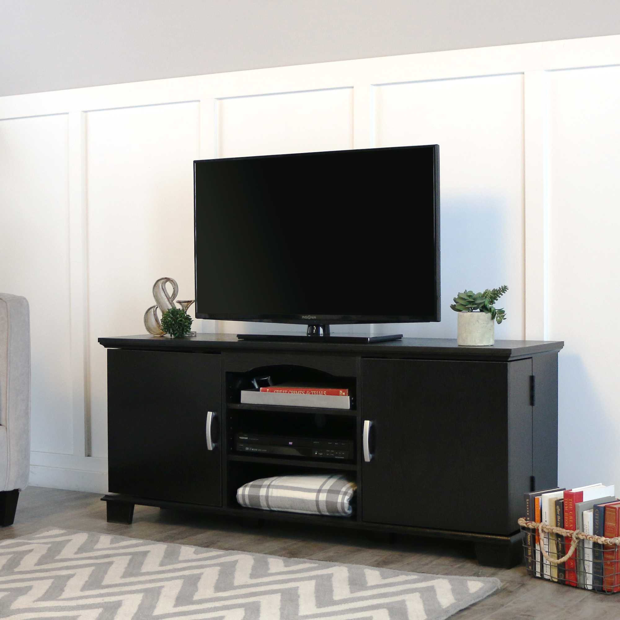 Walker Edison Black TV Stand for TVs up to 65'', Muliple Colors