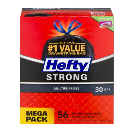 Hefty Strong Multipurpose Drawstring Trash Bags 30 Gallon 56 Count Hefty Strong Multipurpose Drawstring Trash Bags 30 Gallon 56 Count