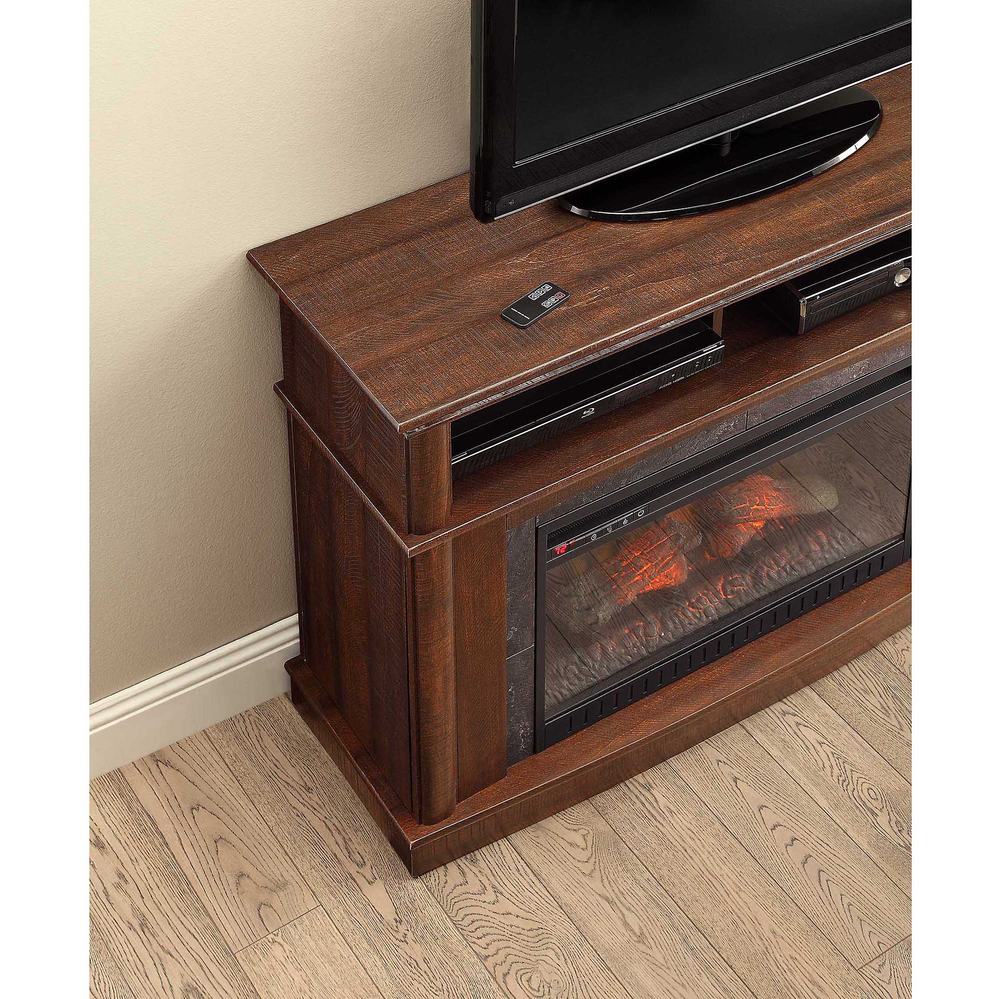 Whalen Media Fireplace Console, Rustic Brown