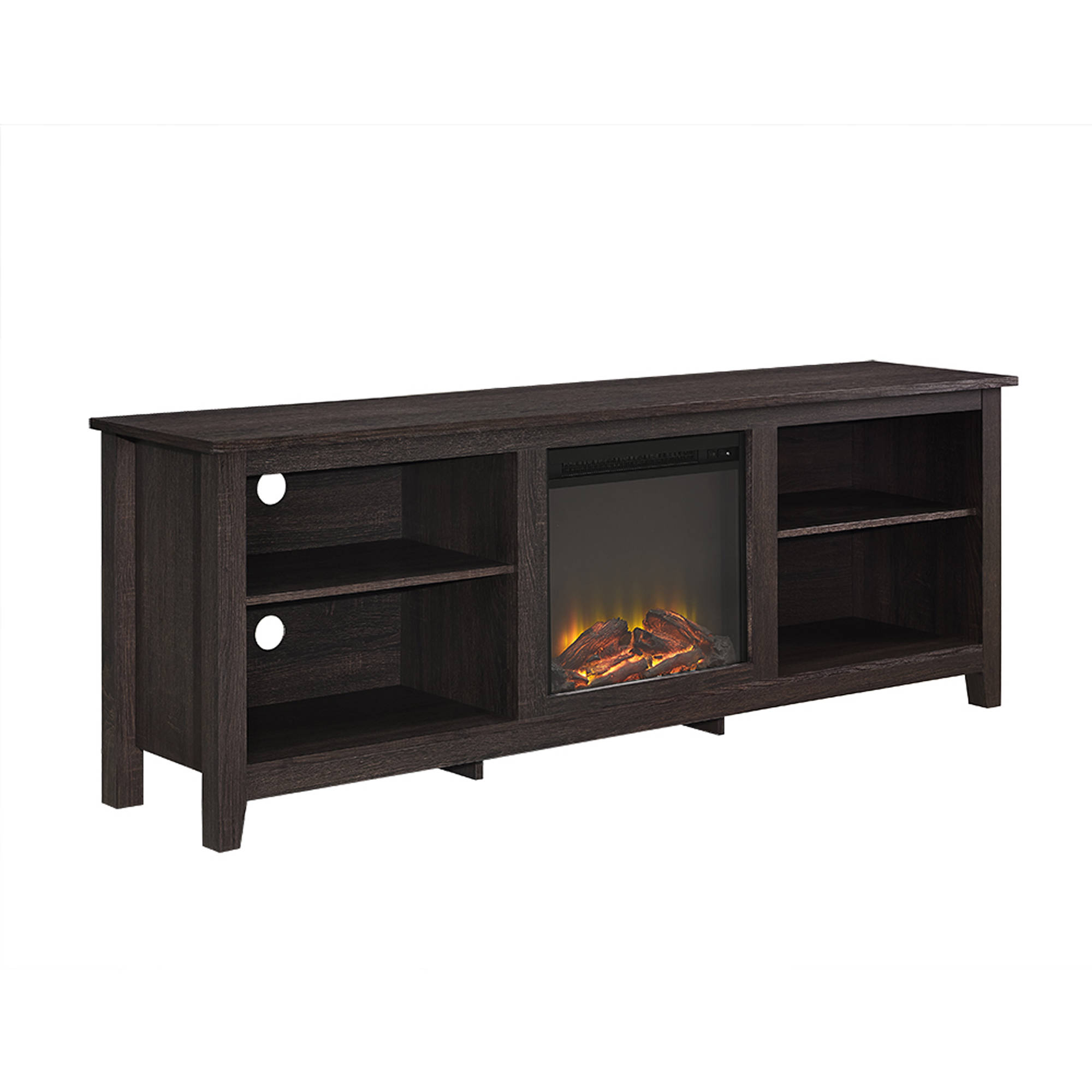 Walker Edison Wood TV Stand with Fireplace, for TVs up to 70'' - Multiple Finishes