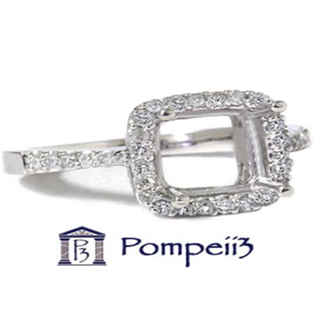 1/5ct Princess Cut Halo Diamond Engagement Ring Setting 14k White
