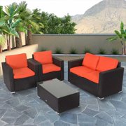 Outdoor Wicker Furniture Kinbor 4pcs Outdoor Patio Furniture Pe Wicker Rattan Sofa Sectional Set