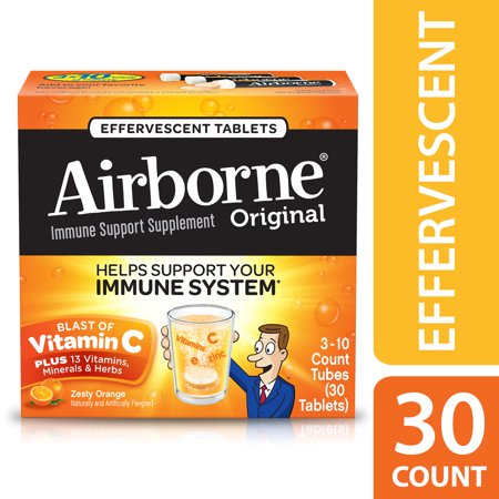 Airborne Vitamin C Tablets, Zesty Orange, 1000mg - 30 Effervescent