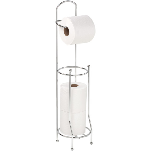 Gray White Wood Free Standing Toilet Paper Roll Holder Bathroom Storage