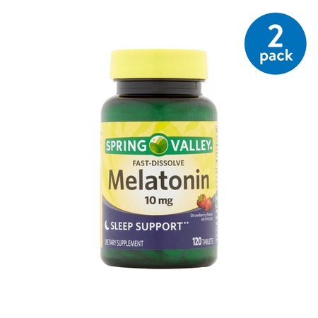 (2 Pack) Spring Valley Melatonin Fast Dissolve Tablets, 10 mg, 120